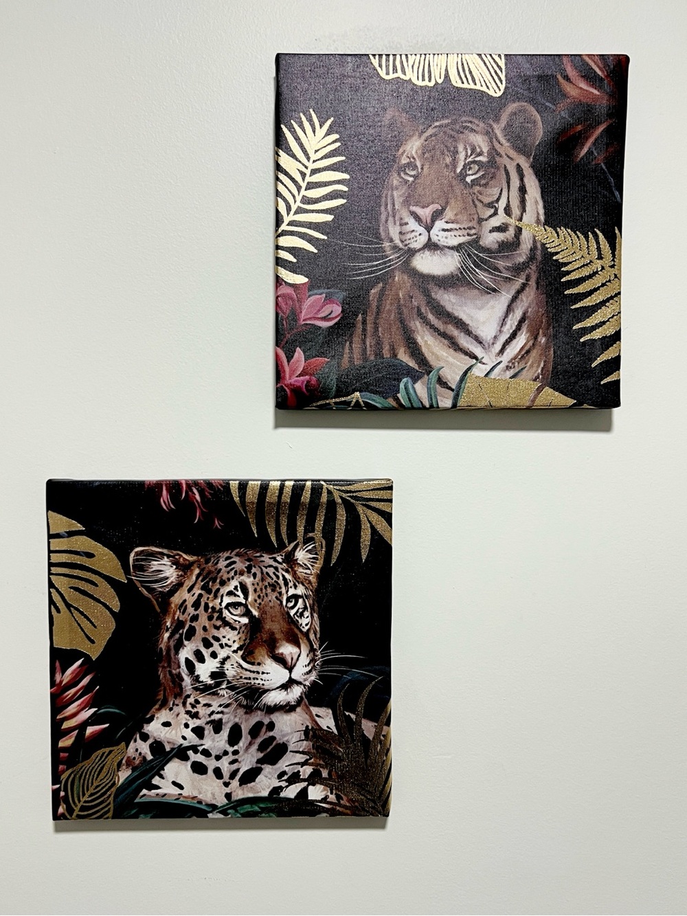 Tiger &  Leopard Portrait Canvas Wall Art